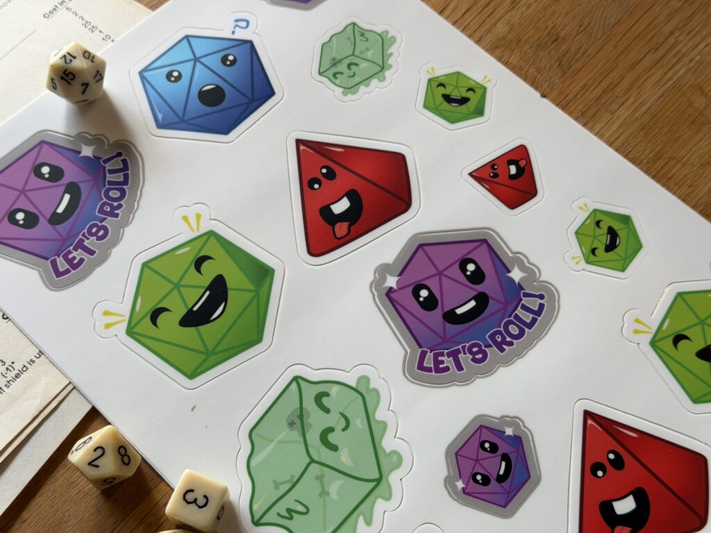 Silly D&D Dice Sticker Sheet