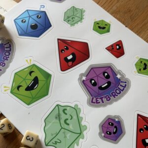 Silly D&D Dice Sticker Sheet